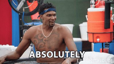 A Shirtless Man Sits In A Tub With The Words Absolutely Laugh Go Loud GIF
