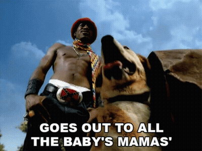 A Shirtless Man Standing Next To A Dog With The Words Goes Out To All The Baby 'S Mamas GIF