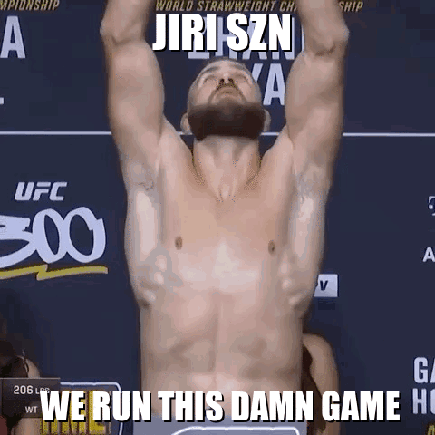 A Shirtless Man Stands In Front Of A Sign That Says Ufc GIF