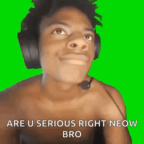 A Shirtless Man Wearing Headphones And A Microphone Says Are U Serious Right Neow Bro . GIF