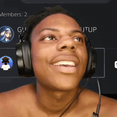 A Shirtless Man Wearing Headphones Is Smiling In Front Of A Screen That Says Members : 2 GIF