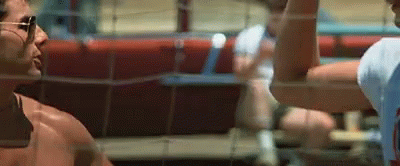A Shirtless Man Wearing Sunglasses Stands Next To Another Shirtless Man Wearing Sunglasses GIF