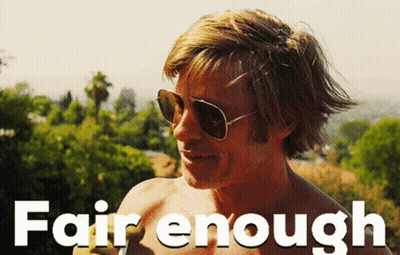 A Shirtless Man Wearing Sunglasses With The Words Fair Enough Written Below Him GIF