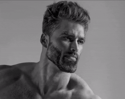 A Shirtless Man With A Beard And The Words Don 'T On His Chest . GIF