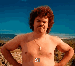 Man With Mustache And Cross Necklace Says Si GIF