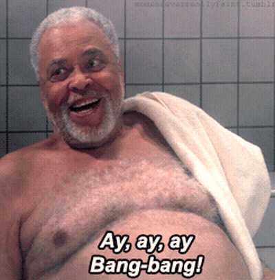 a shirtless man with a towel on his shoulder says ay ay ay bang-bang
