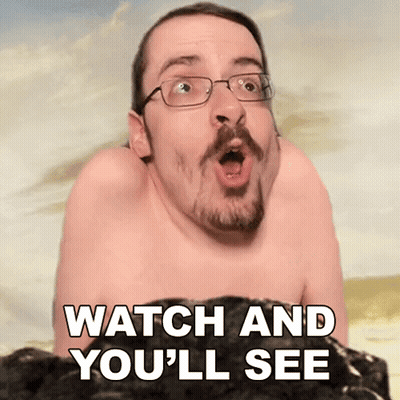 A Shirtless Man With Glasses And A Surprised Look On His Face Says Watch And You 'Ll See GIF