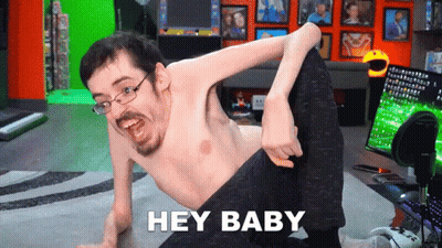 A Shirtless Man With Glasses Is Laying On The Floor And Says Hey Baby GIF