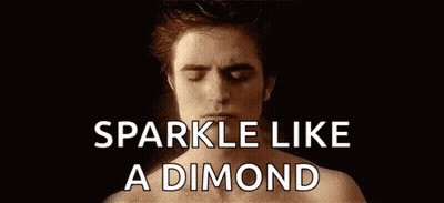 A Shirtless Man With His Eyes Closed And The Words `` Sparkle Like A Diamond '' Written Above Him . GIF
