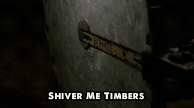 A Shiver Me Timbers Sign That Is On A Door GIF
