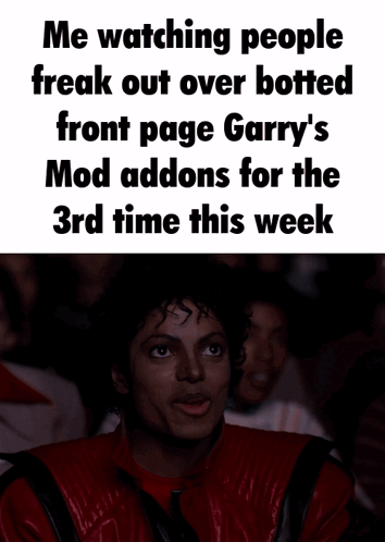 A Shocked Michael Jackson Is Watching People Freak Out Over Botted Front Page Garry 'S Mod Addons GIF