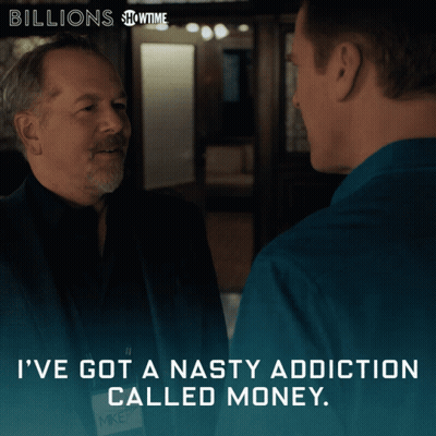 A Showtime Ad For Billions Shows Two Men Talking GIF