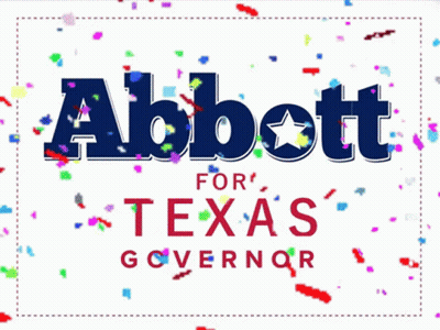 A Sign For Abbott For Texas Governor Is Surrounded By Colorful Confetti GIF