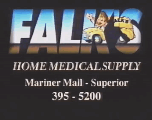 A Sign For Falk 'S Home Medical Supply In Mariner Mall GIF