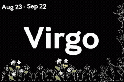 A Sign For The Zodiac Sign Virgo With Flowers In The Background GIF