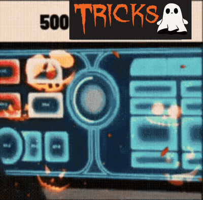 A Sign That Says 500 Tricks With A Ghost In The Corner GIF