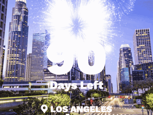 A Sign That Says 90 Days Left In Front Of A City GIF