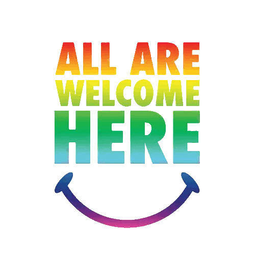 A Sign That Says All Are Welcome Here Sticker