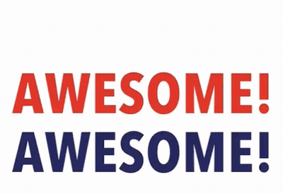 A Sign That Says Awesome In Blue And Red GIF