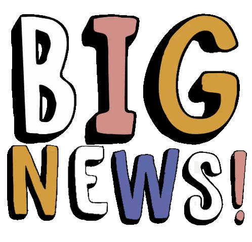 A Sign That Says " Big News " On A White Background Sticker