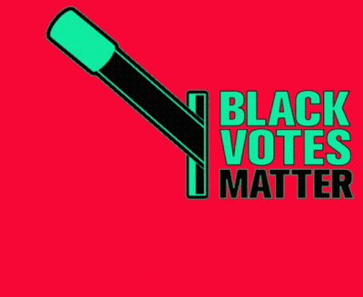 A Sign That Says Black Votes Matter With A Hand And A Stick GIF