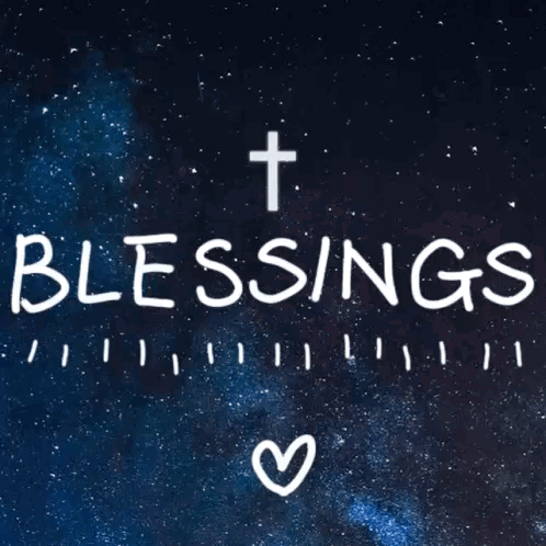 A Sign That Says Blessings With A Cross On Top GIF