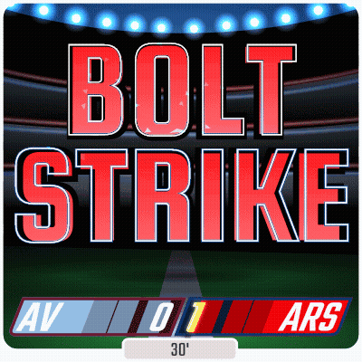 A Sign That Says Bolt Strike Shows A Stadium With Lights On GIF