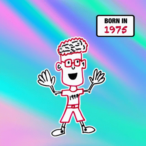 A Sign That Says Born In 1997 With A Cartoon Character On It GIF