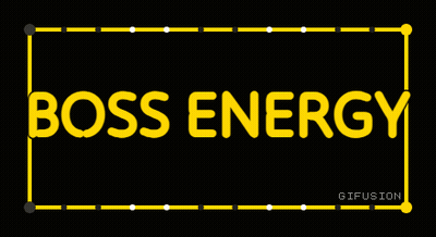 A Sign That Says Boss Energy In Yellow Letters GIF