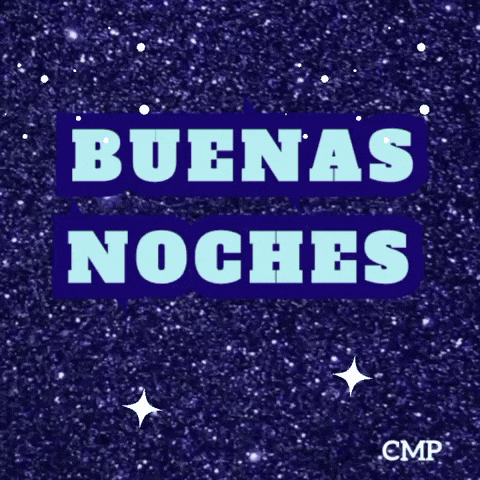 A Sign That Says Buenas Noches On A Blue Background GIF