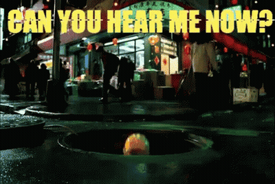 A Sign That Says " Can You Hear Me Now " In Yellow GIF