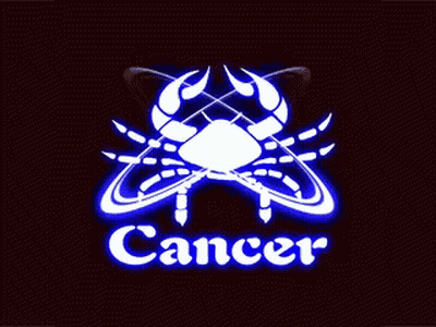 A Sign That Says Cancer With A Crab In The Middle GIF