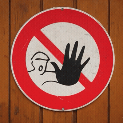 A Sign That Says Caution On It With A Mouse In The Circle GIF