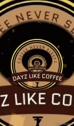 A Sign That Says " Coffee Never Sleeps " On It GIF