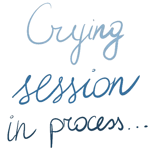 A Sign That Says " Crying Session In Process " On It Sticker