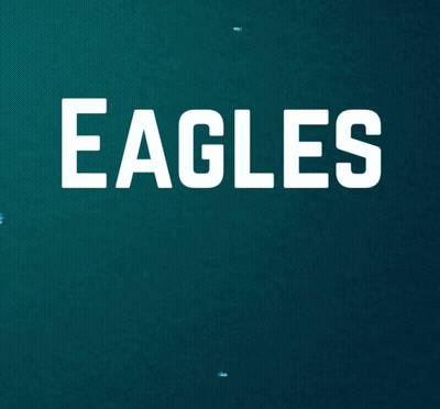 A Sign That Says Eagles Win On A Blue Background GIF