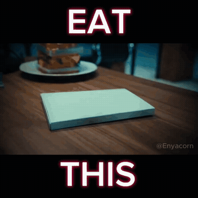 A Sign That Says " Eat This " On It GIF