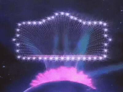 A Sign That Says Friday Night Is Surrounded By Purple Lights GIF