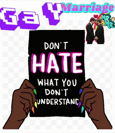 A Sign That Says " Gay Marriage " On It GIF