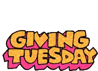 A Sign That Says Giving Tuesday On A Pink And Yellow Background Sticker
