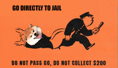 A Sign That Says Go Directly To Jail GIF
