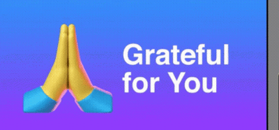 A Sign That Says Grateful For You With Two Hands Folded GIF