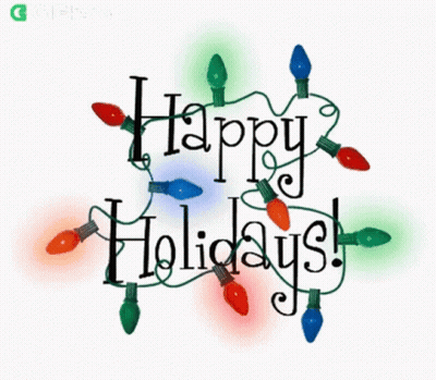 A Sign That Says Happy Holidays With Christmas Lights GIF