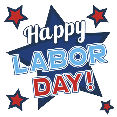 A Sign That Says Happy Labor Day With A Star In The Background Sticker