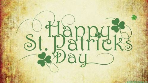 A Sign That Says Happy St. Patrick 'S Day With Clovers On It GIF