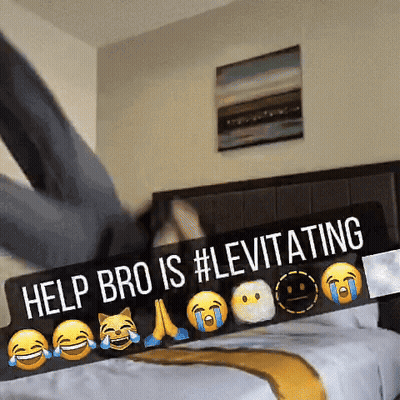A Sign That Says Help Bro Is Levitating With Emojis On It GIF