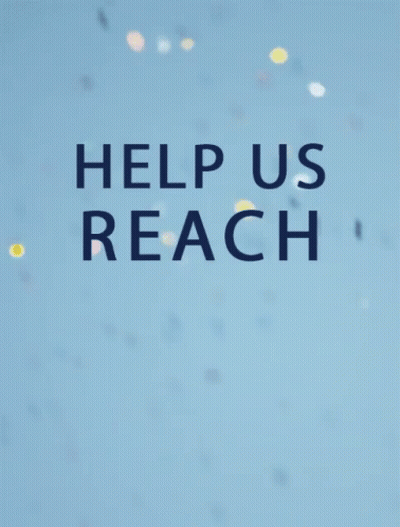 A Sign That Says Help Us Reach 2K On A Blue Background GIF