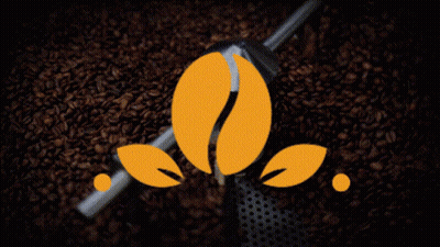 A Sign That Says Home Blend Coffee With A Coffee Bean And Leaves GIF