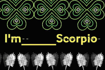 A Sign That Says ' I 'M Scorpio ' On A Black Background GIF