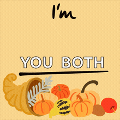 A Sign That Says I 'M Thankful For You Both With A Cornucopia Full Of Pumpkins GIF